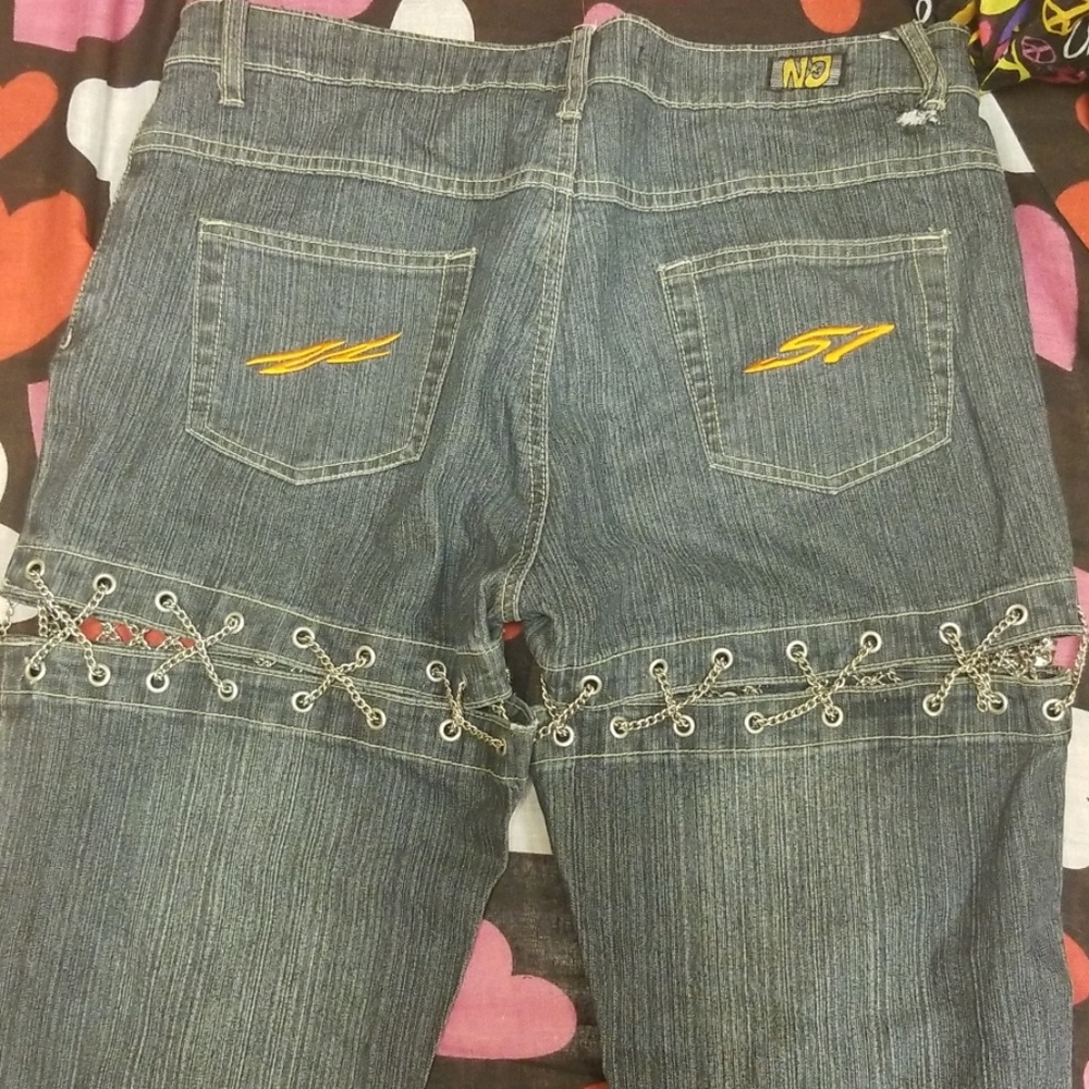 Black jeans capri or shorts with chains - Picture 7 of 8